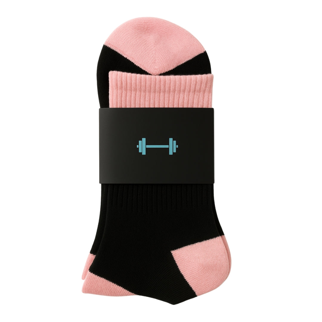 Barbella- Athletic Crew Socks - Black / Pink